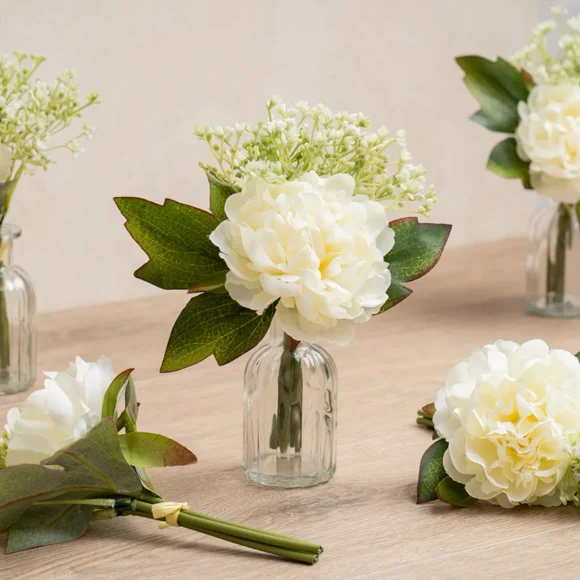 Click to view product details and reviews for Set Of 6 Artificial Peony Gypsophila Posies. Click to view product details and reviews for Set Of 6 Artificial Peony Gypsophila Posies.