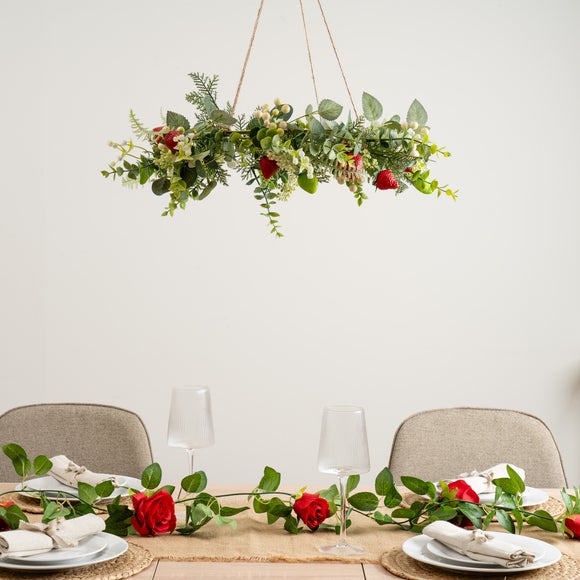 Click to view product details and reviews for Artificial Hanging Strawberry Wreath.