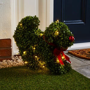 Light Up Artificial Boxwood Dog