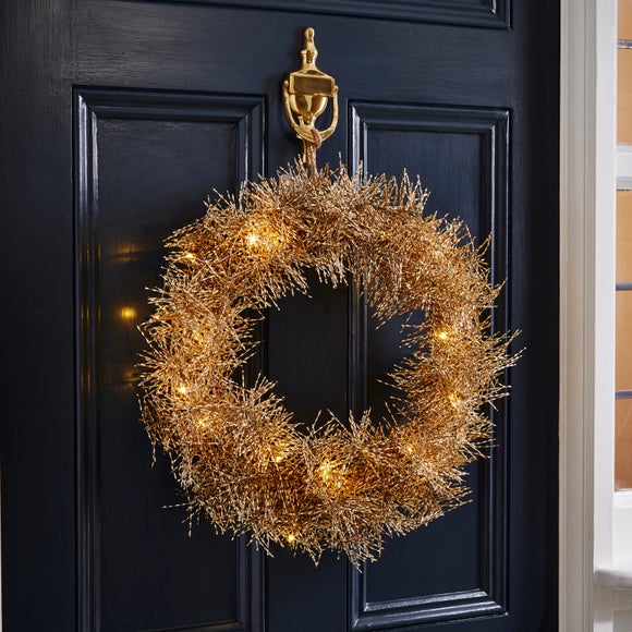 View Pre Lit Gold Shimmer Wreath View Pre Lit Gold Shimmer Wreath