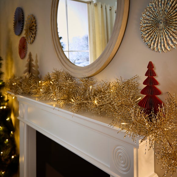 View Pre Lit Gold Shimmer Garland View Pre Lit Gold Shimmer Garland
