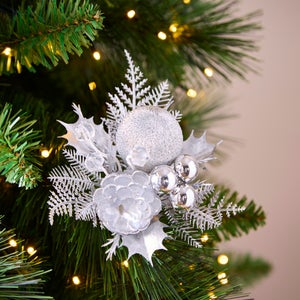 Silver Bauble And Crystal Pick Tree Decoration