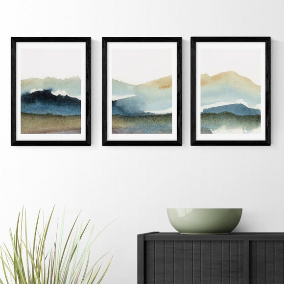 East End Prints Set Of 3 Blue Ink Prints