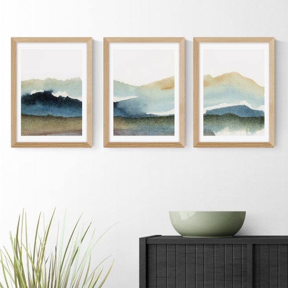 East End Prints Set Of 3 Blue Ink Prints
