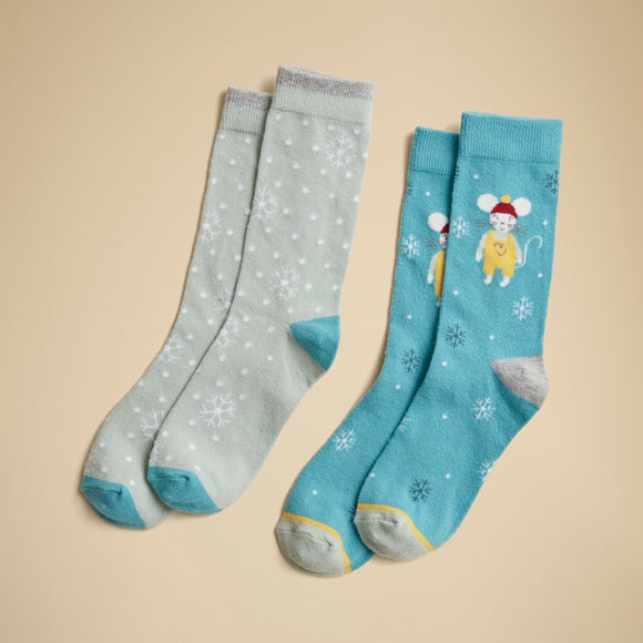 Click to view product details and reviews for Pack Of 2 Ladies Marlon The Mouse Cotton Rich Socks.