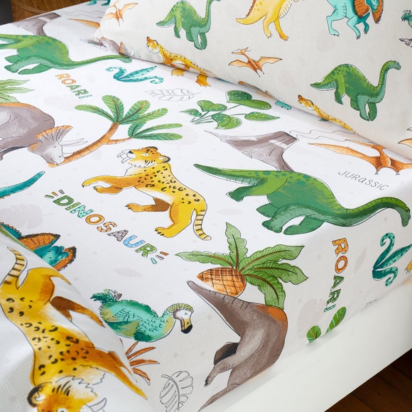 Pack Of 2 Jurassic Dinosaur Fitted Bed Sheets