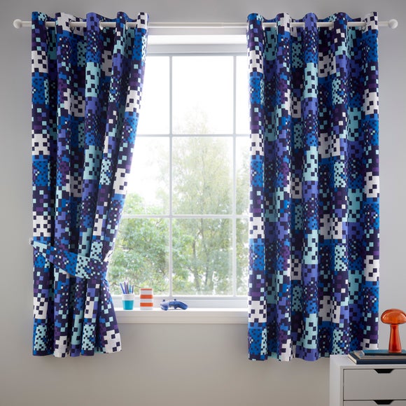 Pixel Blackout Eyelet Curtains