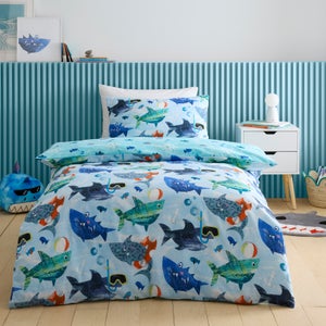 Funky Sharks Duvet Cover & Pillowcase Set