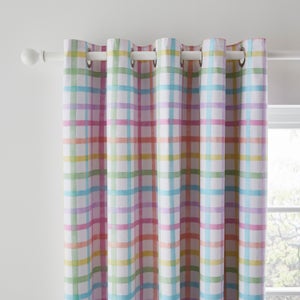 Rainbow Check Blackout Eyelet Curtains