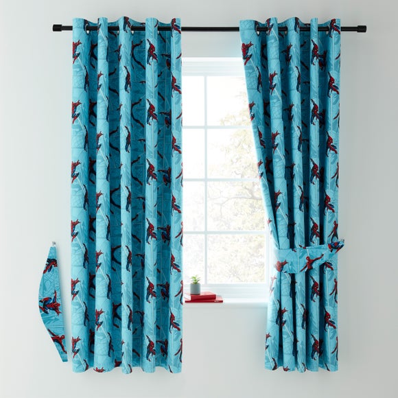 Marvel Spiderman Comic Blackout Eyelet Curtains