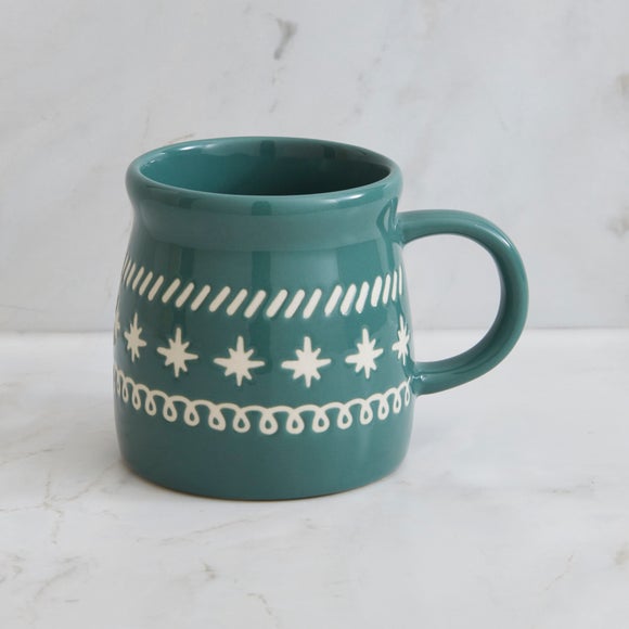 Click to view product details and reviews for Winter Fairisle Green Stoneware Mug.
