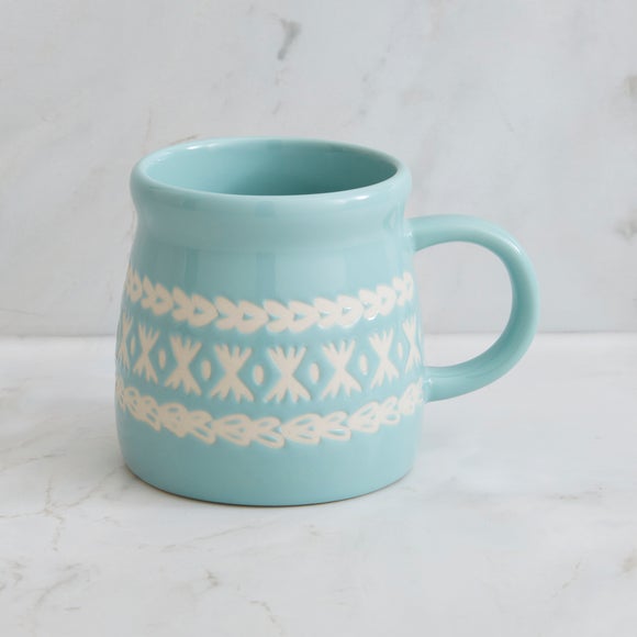 Click to view product details and reviews for Winter Fairisle Blue Stoneware Mug.