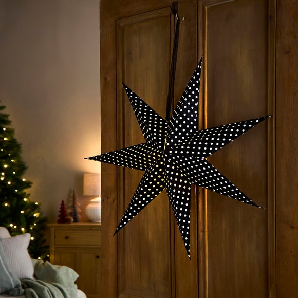 Click to view product details and reviews for Light Up Spotty Paper Star Hanging Decoration.