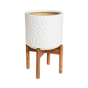 Aspen Flower Ceramic Plant Pot With Stand