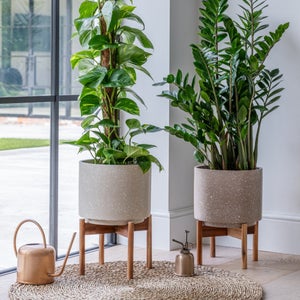 Valetta Speckled Ceramic Plant Pot With Stand