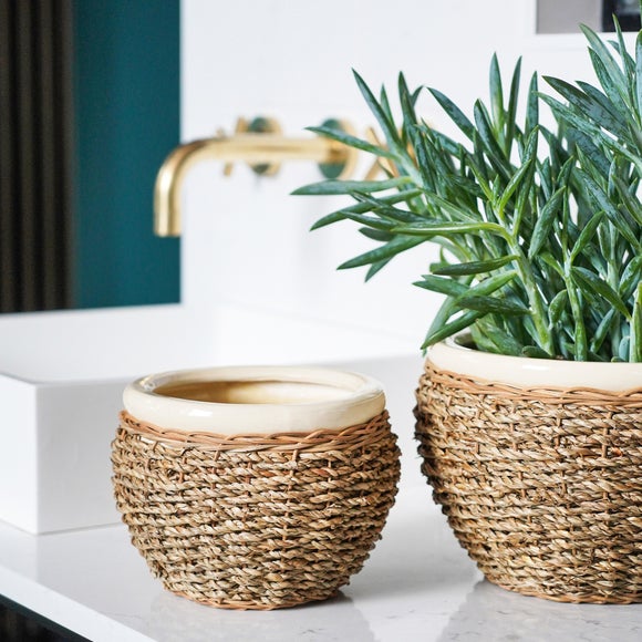Set Of 2 Seagrass Plant Pots