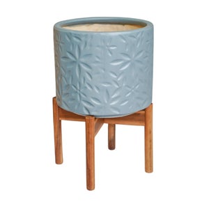 Aspen Flower Ceramic Plant Pot With Stand