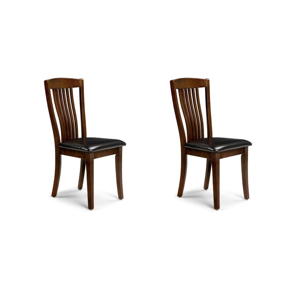 Return Canterbury Set Of 2 Dining Chairs Brown Faux Leather