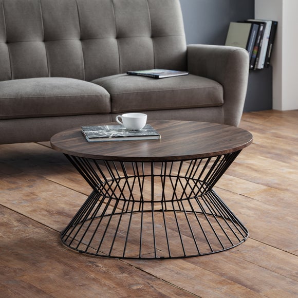 Return Jersey Round Wire Coffee Table Walnut