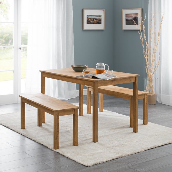 Return Coxmoor 2 Seater Dining Bench Solid Oak 90cm