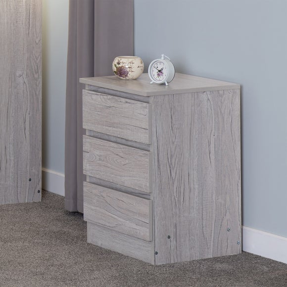 View Return - Walker 3 Drawer Bedside Table- Urban Snow View Return - Walker 3 Drawer Bedside Table- Urban Snow