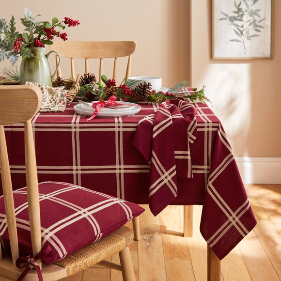 Woven Check Tablecloth