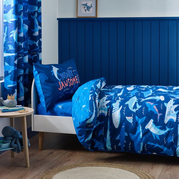 Catherine Lansfield Jawsome Shark Polycotton Duvet Cover Pillowcase Set