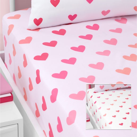 Click to view product details and reviews for Catherine Lansfield Hearts And Stripes Single Fitted Sheet.