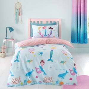 Catherine Lansfield Mermaid Reversible Duvet Cover & Pillowcase Set