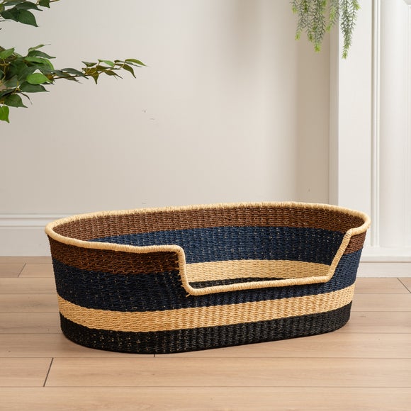 Navy and Brown Stripe Woven Pet Bed