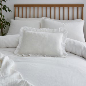 Cotton Muslin Frilled Cushion Cover