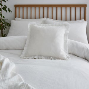 Cotton Muslin Frilled Cushion Cover
