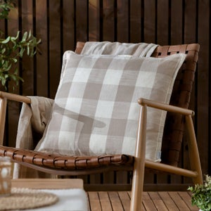 Yard Chesil Check Outdoor Cotton Square Cushion Cover