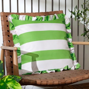 Palm Royal Stripe Ruffle Outdoor Square Cushion Cover