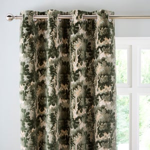 Velvet Trees Eyelet Curtains