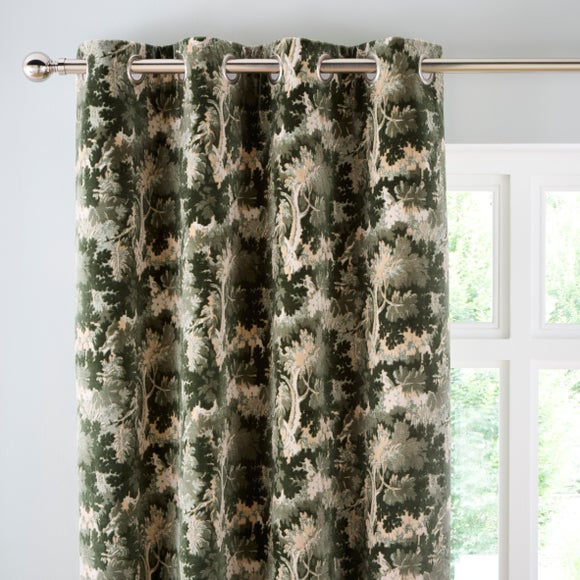 Velvet Trees Eyelet Curtains