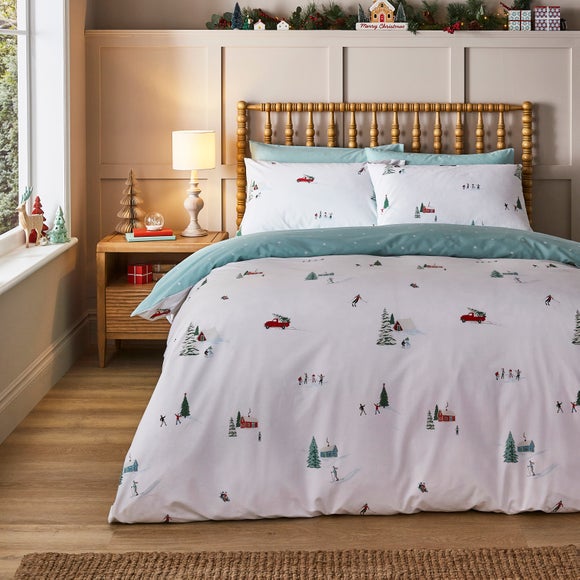 Ski Scene Duvet Cover & Pillowcase Set
