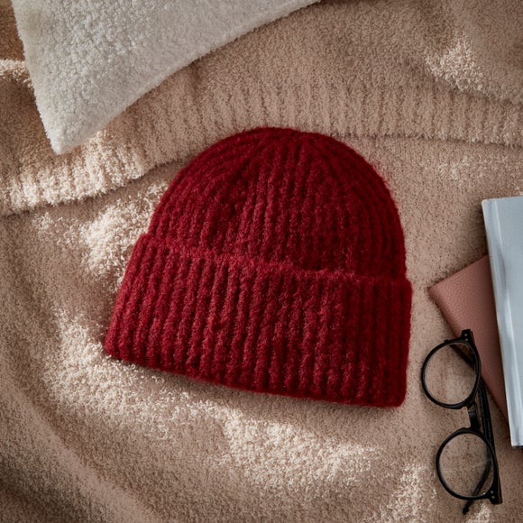 Click to view product details and reviews for Ladies Burgundy Knitted Hat.