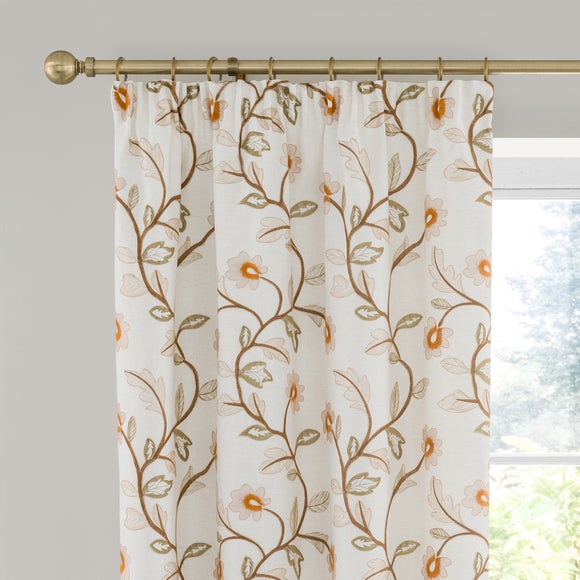 Brookland Couched Floral Pencil Pleat Curtains