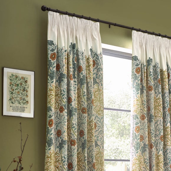 Morris & Co. Seaweed Matte Velvet Pencil Pleat Curtains