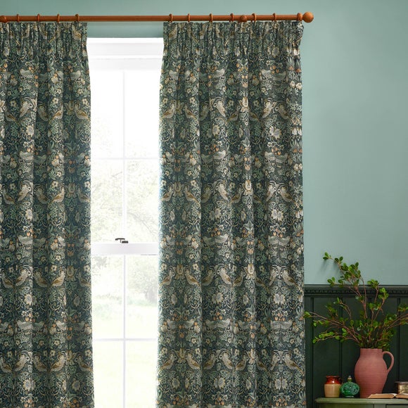 Morris & Co. Strawberry Thief Jacquard Pencil Pleat Curtains