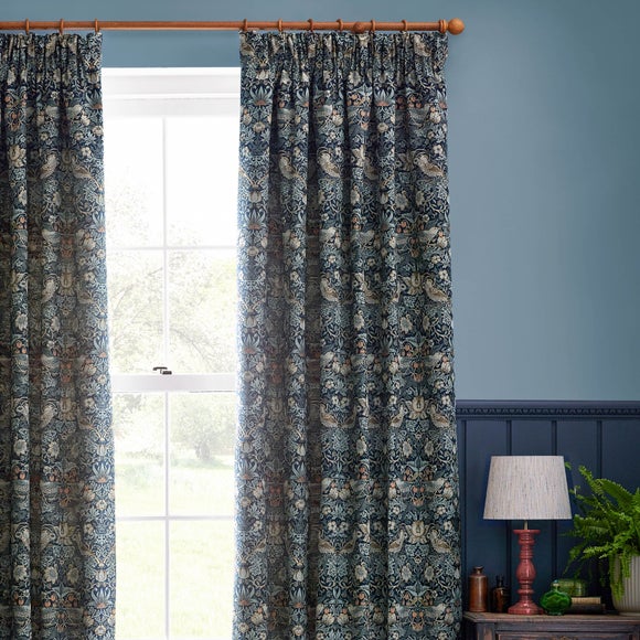 Morris & Co. Strawberry Thief Jacquard Pencil Pleat Curtains