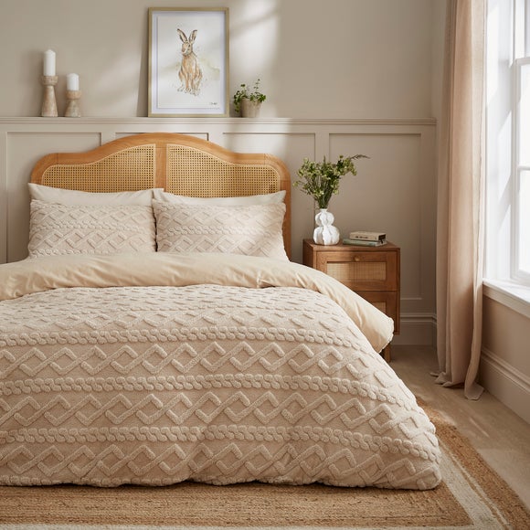 Cable Fleece Duvet Cover and Pillowcase Set