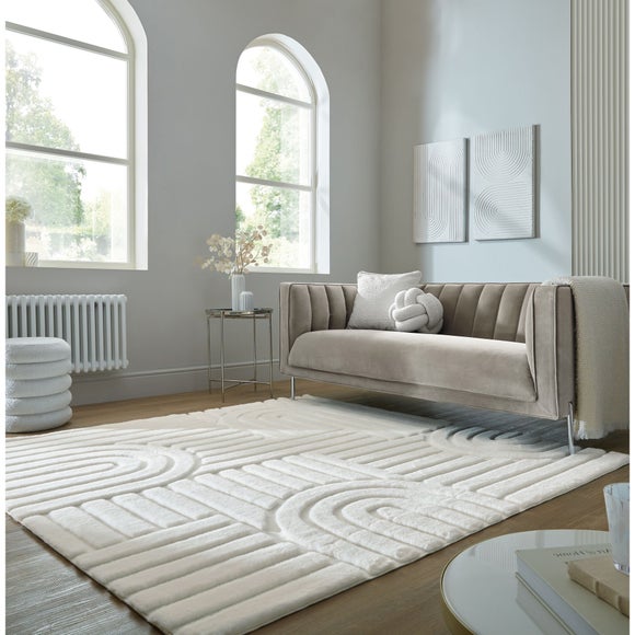 Supersoft Lush Geometric Faux Fur Arch Square Rug