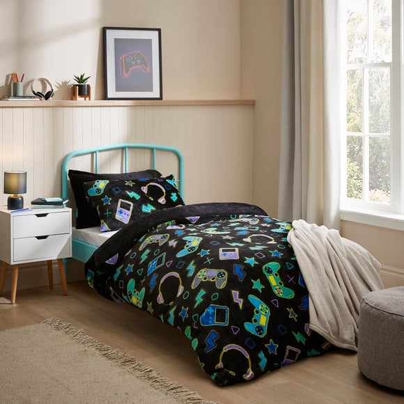 Gaming Fleece Duvet Cover and Pillowcase Set