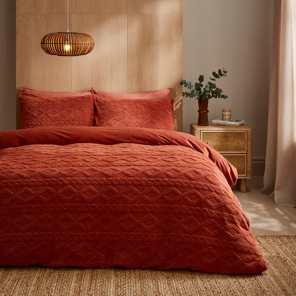 Cable Fleece Duvet Cover and Pillowcase Set