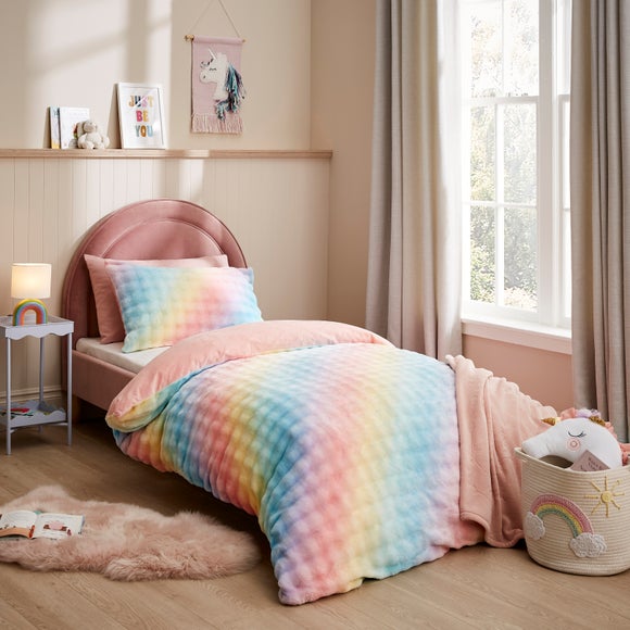 Pastel Ombre Bubble Fleece Duvet Cover and Pillowcase Set