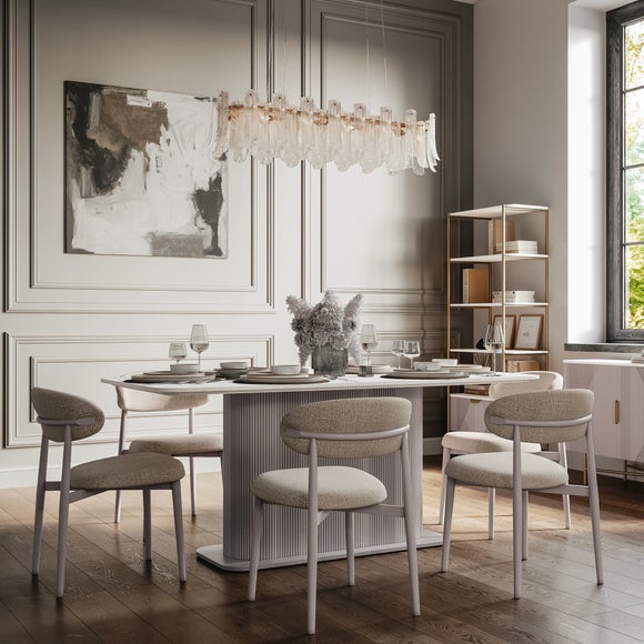 Indus Valley Cleo 6 Seater Dining Table with 6 Cleo Dining Chairs