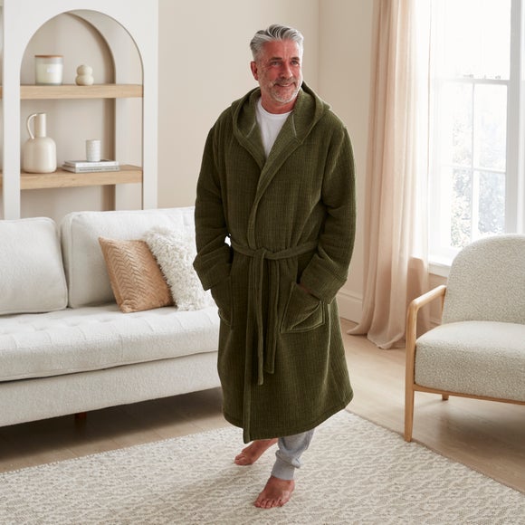 Men's Chenille Hooded Dressing Gown