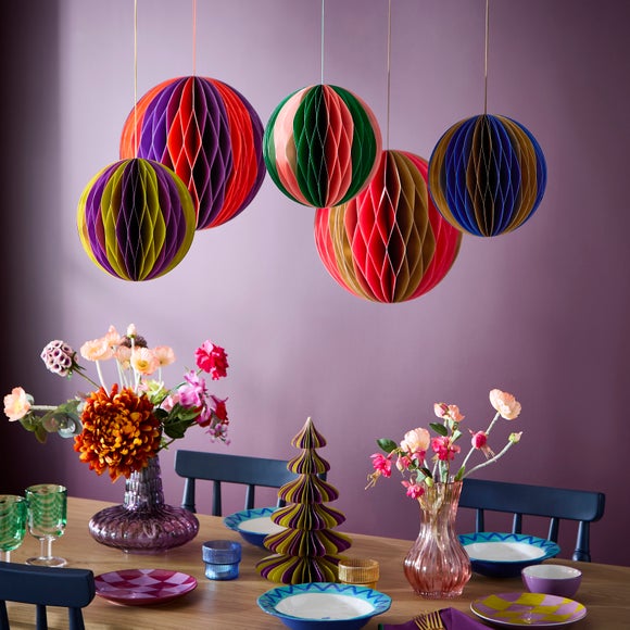 Click to view product details and reviews for Pack Of 5 Sophie Robinson Folding Hanging Paper Balls.